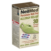 NasaFlo 8oz Porcelain Neti Pot with 30 Premixed Packets