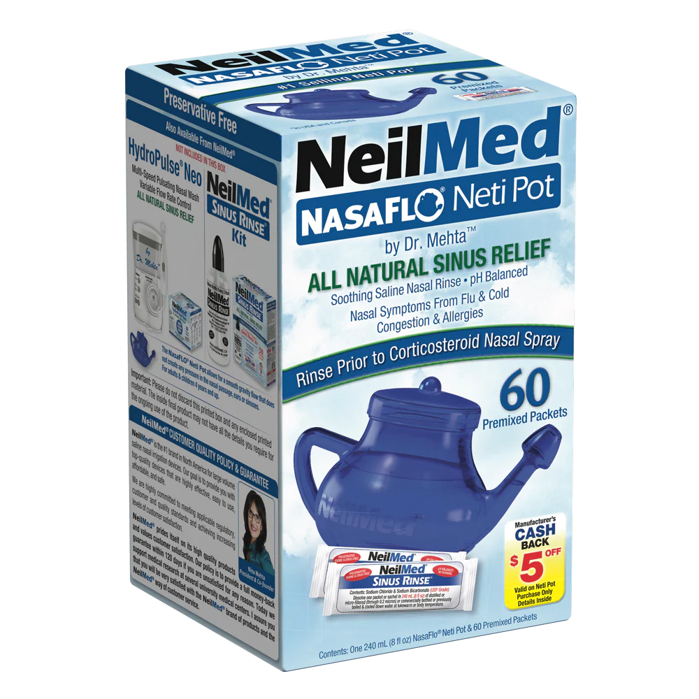 NasaFlo Neti Pot with 60 Packets